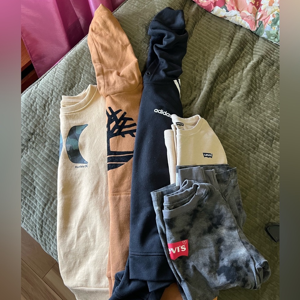 Five Boys Winter Tops - Levis, Hurly, Timberland, Adidas